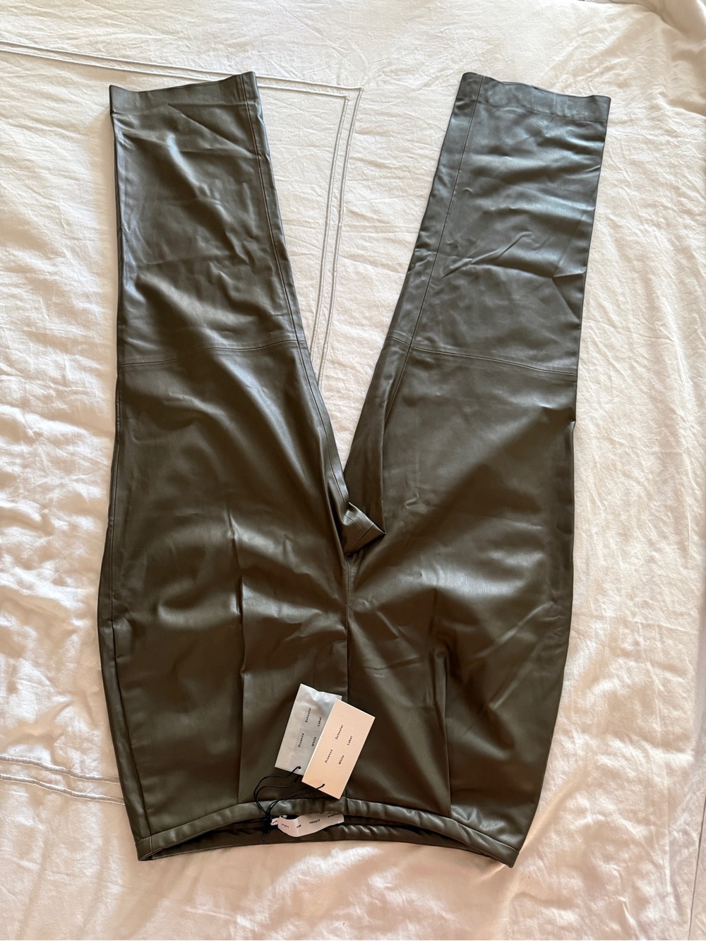 Proenza Schouler faux Leather Straight-Leg Pants with tags - olive color